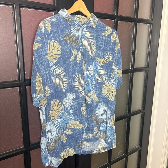 island shores Other - Vintage Y2K Silk Hawaiian Shirt Mens XXL Blue Tropical Aloha Camp Collar